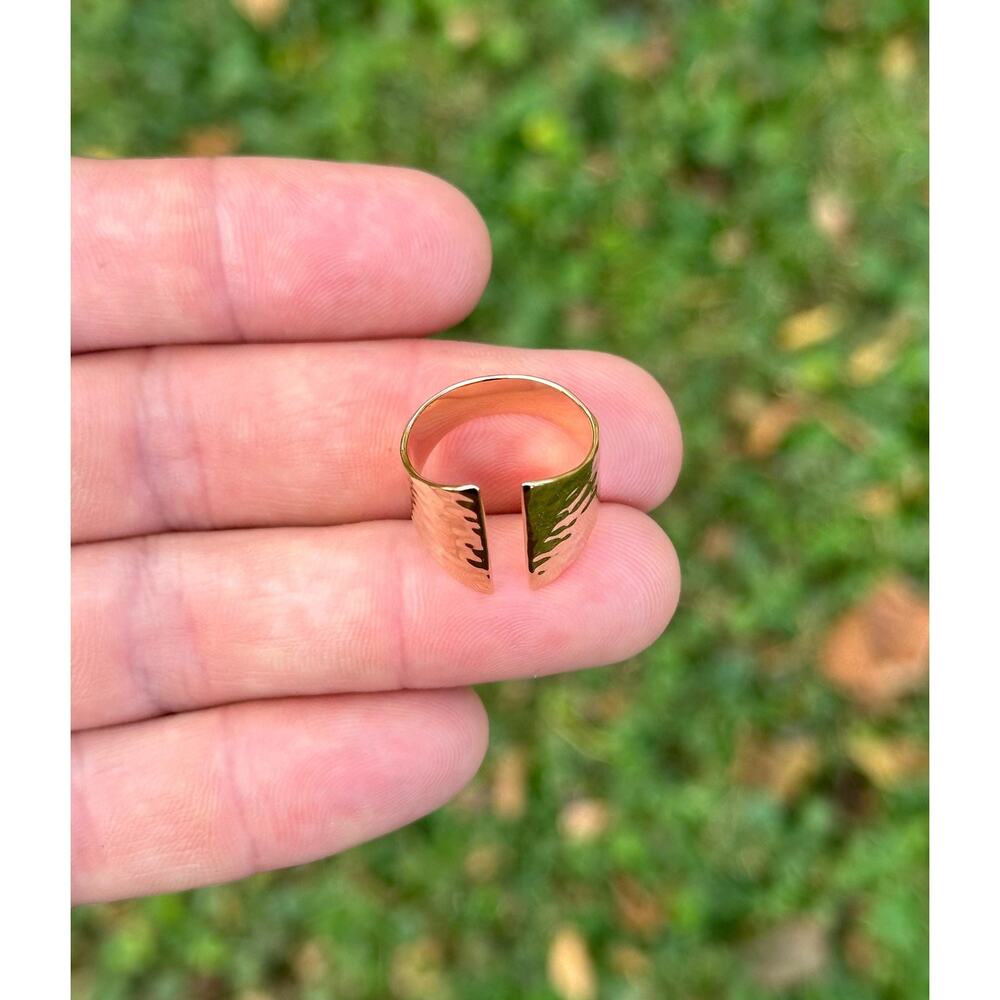 Bronze Adjustable Hammered Shield Ring - image 3